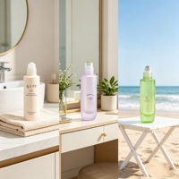 Flacons de parfum élégants en verre, emballages cosmétiques, flacons cosmétiques de luxe vides avec boîtier et bille en acier, flacons de parfum en verre