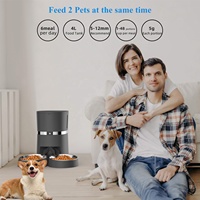 Minuterie automatique 4L Mangeoire intelligente pour animaux de compagnie 2 repas Distributeur d'eau par gravité Wifi à piles pour 2 chats/chiens Matière plastique