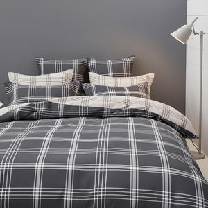 Parure de lit en coton rayé gris, écologique, lavable, 200 fils, housse de couette, douce et agréable pour la peau, livraison rapide - Product Image 2