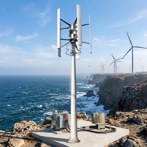 Éolienne à faible vitesse de vent, 5 pales en aluminium, hauteur 11,5 m, diamètre du rotor 10,5 m, grand générateur 400 V 200 kW, modèle H-200 kW vertical H-200 kW 200 - Product Image 4