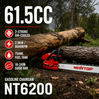 Tronçonneuse à essence professionnelle robuste NT6200 62CC avec pièces Walbro et vilebrequin forgé