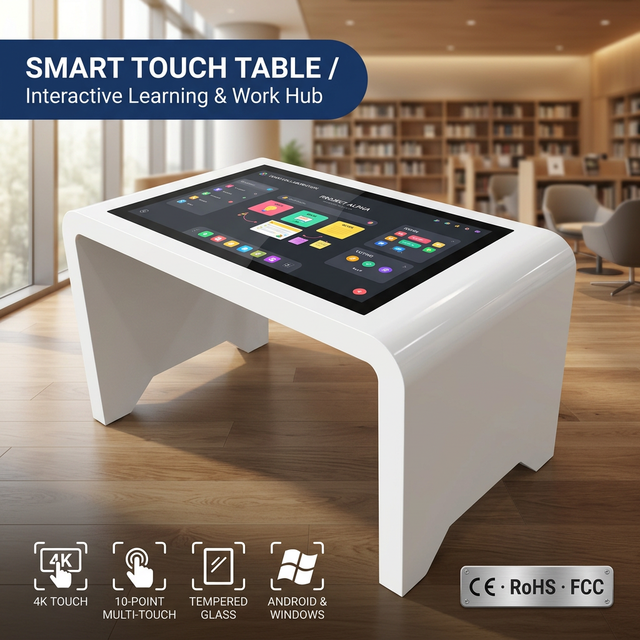 43 Inch Interactive Touch Screen Coffee Table Smart Digital Table Kiosk with 10 Points Capacitive Display for Office Exhibition