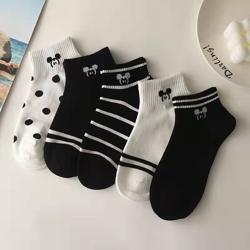 Women's ankle socks [Black and white Mickey Mouse]