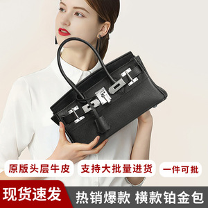 Sac à main en cuir véritable pour femme, grande capacité, avec fermeture minimaliste, en cuir de vachette de première qualité, idéal pour les trajets quotidiens, vente en gros - Product Image 2