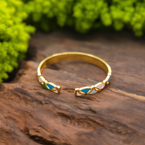 Brazalete de Moda en Acero Inoxidable 316L con Baño de Oro PVD y Diseño de Esmalte Multicolor, Accesorio de Joyería para Mujer - Product Image 3