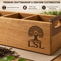 Porte-sachets de thé en bois naturel, organisateur de bureau multi-compartiments pour sachets de café, fournitures de bureau et rangement de table