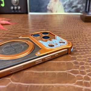 เคสแม่เหล็กแผ่นหลังไม้วอลนัทใหม่สำหรับ iPhone 17 13 14 15 16 Pro Max พร้อม 360 °   ขาตั้งโทรศัพท์แบบวงแหวน อลูมิเนียมอัลลอยด์ ฝาครอบไร้ขอบ - Product Image 3
