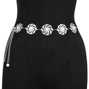 Cadena de cintura geométrica de metal hueco para mujer con colgante de imitación de perla, cadena corporal para fiesta - Product Image 2