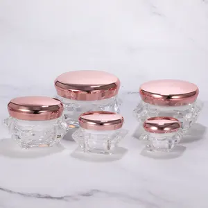<span class=keywords><strong>Barattoli</strong></span> di <span class=keywords><strong>plastica</strong></span> <span class=keywords><strong>vuoti</strong></span> a forma di diamante crema cosmetica in oro rosa acrilico all'ingrosso con coperchi - Product Image 1