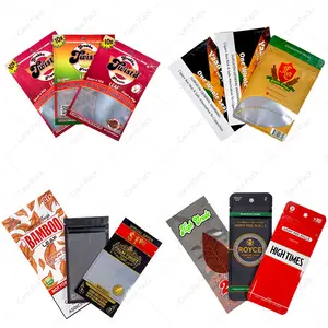 Personalización Impreso Mano Rodar Tabaco Bolsa Zip Lock Plástico 50g Bolsas Sello de 3 lados para fumar