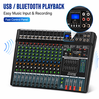 Console de mixage audio alimentée 12 canaux EV12-USB avec amplificateur de puissance, Bluetooth, effets numériques USB et égaliseur 7 bandes pour spectacles sur scène