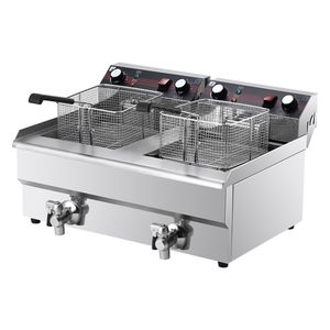 Коммерческая двухцилиндровая электрическая фритюрница, изготовлена из нержавеющей стали, Бездымная конструкция, подходит для жареной курицы - Product Image 2