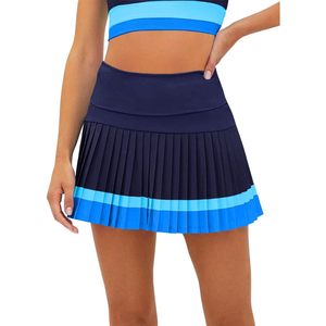 Fisoew Women's High <b>Waisted</b> Tennis <b>Skirt</b> Color Block Pleated With Built In Shorts Athletic Golf Wear - Product Image 1