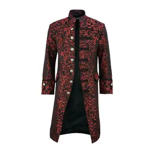 Jaket Jas Ekor Vintage Pria, Cosplay Panjang Gotik Steampunk Formal Gothic Victorian Mantel Panggung 5XL