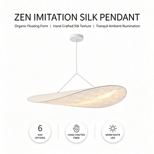 Lampe suspendue LED Wabi Sabi en soie imitation feuille, 3000K, lumière chaude, métal noir, pour salle à manger, villa, décoration intérieure, garantie CE 2 ans - Product Image 2