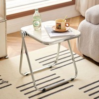 Klappbarer kleiner Couchtisch aus Acryl mit Metall-Eisenrahmen, schlicht, modern, nordisch, luxuriös, für Wohnzimmer, Zuhause, Möbel, Nachttisch