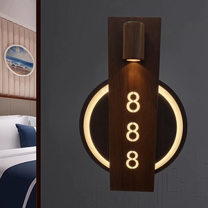 Elektronische houten slimme hotelwandkamerdeur LED-nummerborden DND MUR gastenservice deurplaatjes met deurbel - Product Image 5