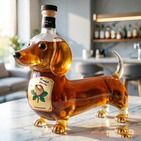 Bouteille à whisky en verre borosilicate de haute qualité, design Teckel, pot à vin mousseux scellé en verre – Idéal pour les cadeaux d'affaires et les foyers