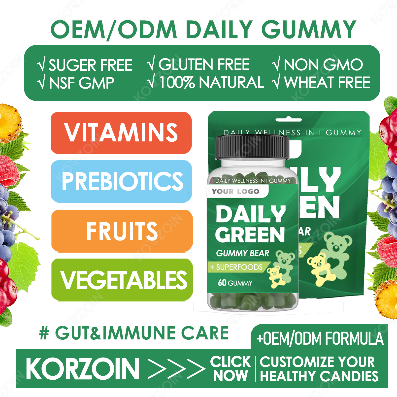 14# OEM/ODM DAILY GREEN GUMMY