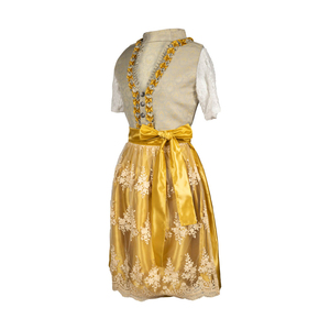 Robe Dirndl Traditionnelle Premium pour Femme, Tenue Folklorique Alpino, Col en V, Manches Courtes, Satin Brodé Floral, Longueur Midi, Coupe Évasée, Style Vintage - Product Image 2