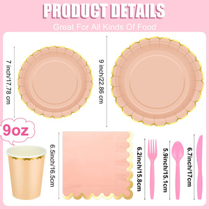 <b>Disposable</b> Party Supplies Kit Multi Color Paper <b>Plates</b> Cups Napkins Cutlery Set For Party - Product Image 3