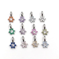 Mini-pendentifs en zircon coloré, 12 pierres de naissance et fleurs de naissance, breloques permanentes pour collier, bijoux DIY