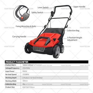 Balayeuse de gazon artificiel 1800W électrique industrielle/bricolage déchaumeuse de <span class=keywords><strong>pelouse</strong></span> multi-fonction scarificateur râteau avec réglage élevé - Product Image 3