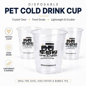 Gobelets en plastique transparents jetables personnalisables de 10 oz en PET avec impression numérique, logo personnalisé pour pique-nique familial, camping, vacances en plein air - Product Image 3