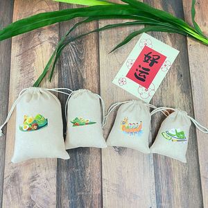 Eco-Friendly Cream Organic Cotton Drawstring <b>Bags</b> Stylish Sustainable Packaging for Food Candles Cosmetics Perfume Embroidered - Product Image 4