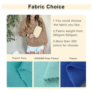 เสื้อสเวตเตอร์แขนยาวผ้าฝ้าย310Gsm ของผู้หญิงเสื้อพิมพ์ลายพัฟแบบธรรมดาคอกลมเปิดไหล่ปล่อย - Product Image 2