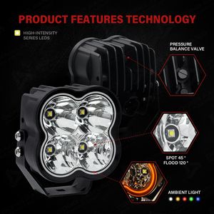 Luz LED Cuadrada RGB Impermeable de 4'' Pulgadas 12V para Camioneta <span class=keywords><strong>4x4</strong></span>, Luz Antiniebla, Luz de Conducción, Luz de Posición DRL UTV para 15000LM 200W - Product Image 2