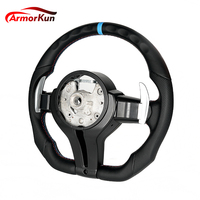Volant sport personnalisable en cuir pleine fleur avec surpiqûres bleues pour BMW F80 F82 F90 E90 E92 E60 E63 G20