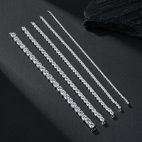 Bracelet Chaîne Tennis en Moissanite de Haute Qualité, Testée au Diamant, en Argent Sterling 925, 2mm 3mm 4mm 5mm 6.5mm, Style Hip Hop