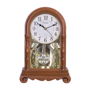 Haizixing Grandfather <b>Clock</b> Quartz Oval Reddish Brown Desktop Ornament Chiming <b>Clock</b> - Product Image 2
