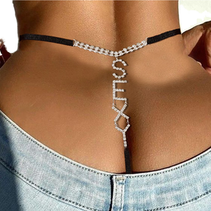 Chaîne de corps en strass et cristal tendance, bijoux sexy pour femmes, cadeau pour mariage, fiançailles, anniversaire, fête, en alliage de zinc plaqué argent - Product Image 1