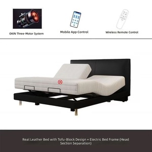 Cadre de lit électrique intelligent réglable en cuir luxueux et moderne |   Lit plateforme zéro gravité avec chargement USB |   Très résistant - Product Image 5