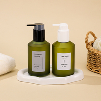 Ensemble d'emballages cosmétiques en verre dépoli 200 ml, vert, vide, pour shampoing, désinfectant pour les mains, lotion corporelle, gel douche d'hôtel, OEM ODM