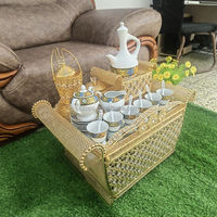 Table à café rectangulaire traditionnelle éthiopienne en métal durable 2026, ensemble plateau à thé de luxe Habesha Rekebot