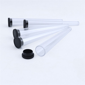 Plastic Tube Packaging Round Clear <b>Blue</b> Storage Containers with Black Caps - Product Image 2