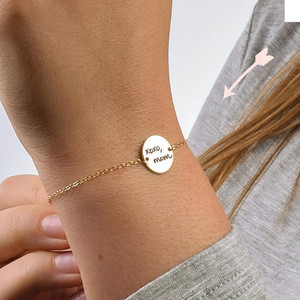 Delicate Personalized Handwriting <strong>Bracelet</strong> 925 <strong>Sterling</strong> <strong>Silver</strong> <strong>Initial</strong> Engrave Disc Coin <strong>Bracelet</strong> - Product Image 5