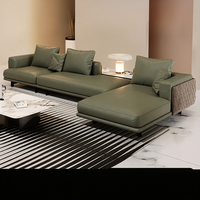 Echtes Ledersofa aus Hochwertigem Rindsleder im Italienischen Minimalistischen Stil, L-Form, Bewegliches Set für Hotel, Villa und Wohnzimmer