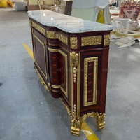 Meuble de rangement antique Louis XV en bois avec plateau en marbre, console d'entrée, villa, hôtel, salon