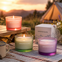 Pot en verre pour bougie réutilisable aux couleurs arc-en-ciel, conteneur de bougie cylindrique vide de luxe pour mariage, pot en verre pour bougie avec boîte