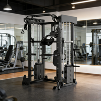 Station de musculation multifonctionnelle de qualité supérieure : Smith Machine, Rack à Squats, Crossover à Câbles, Power Rack pour Salle de Sport