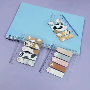 Cute Cartoon Cat Paw Pet Fluorescent Study Office Supplies Binder <b>Labels</b> Transparent Index Tabs for Memo Pads Back-to-School - Product Image 1