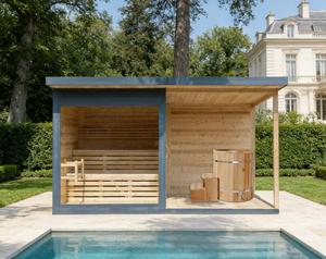 Sauna extérieur en bois massif, chauffage électrique, matériaux naturels, sauna à vapeur - Product Image 3