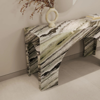 Table console en marbre Dream Home, avec découpe en arche romaine, structure en dalle massive et centre creux, mobilier d'appoint moderne pour entrée