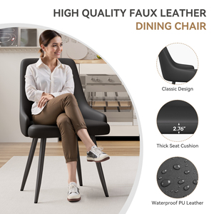 Chaises de salle à manger pivotantes modernes, coussin épais, confortables, revêtement en similicuir, pieds en métal, mobilier commercial - Product Image 5