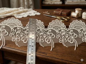 Belle dentelle Chantilly en coton blanc, largeur personnalisée, pour robes de mariée, costumes, saris, décoration intérieure, artisanat DIY, tenues de mariée - Product Image 3
