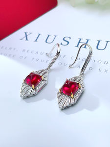 Moda 925 Plata con incrustaciones de diamantes de alto carbono Sentido de gama alta, temperamento de banquete de nicho, pendientes de tesoro de color torre de azúcar - Product Image 4